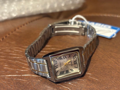 Casio LTP-V007 Series Square Analog Watch Model No. LTP-V007SG-9B Silver and Gold Combo — Japan Import