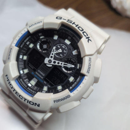 Casio G-Shock GA-100B 5081*JA White Digital and Analog Wristwatch — Japan Import