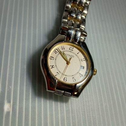 Kenzo Silver and Gold Analogue Watch with Metal Band — Japan Import