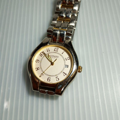 Kenzo Silver and Gold Analogue Watch with Metal Band — Japan Import