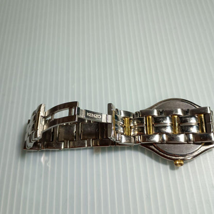 Kenzo Silver and Gold Analogue Watch with Metal Band — Japan Import