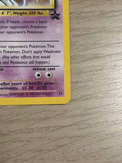 Nintendo Mewtwo Black Star Promo #12 Card from 2000 Japan Import featuring Mewtwo