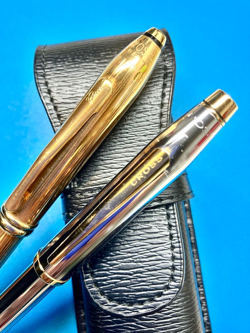 Cross Townsend Gold Silver Two-Tone Ballpoint Pen by US Cross with Leather Case