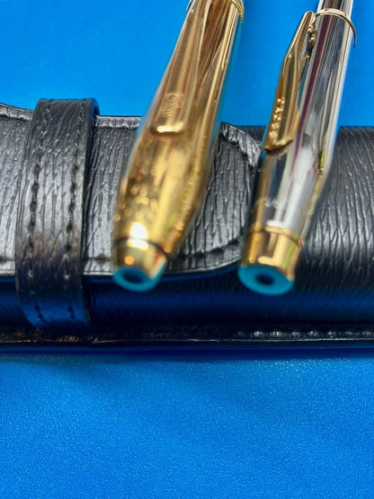 Cross Townsend Gold Silver Two-Tone Ballpoint Pen by US Cross with Leather Case