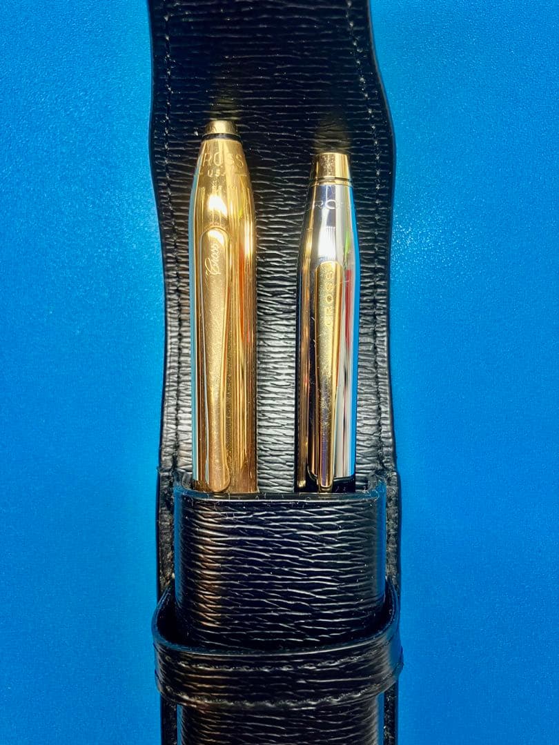 Cross Townsend Gold Silver Two-Tone Ballpoint Pen by US Cross with Leather Case