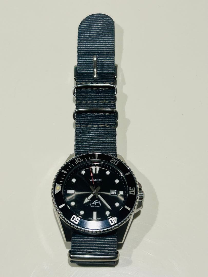 Casio Analog Watch WR 200M with Nylon Band and Date Display