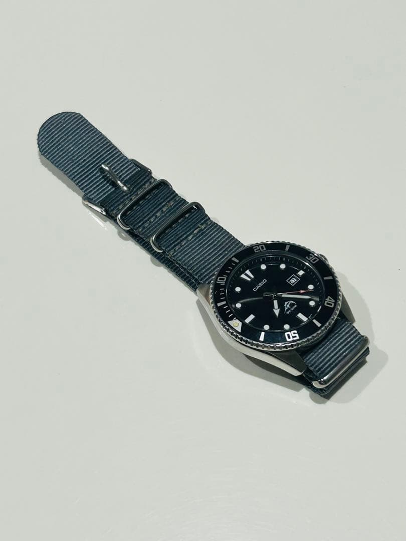Casio Analog Watch WR 200M with Nylon Band and Date Display