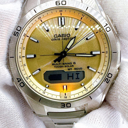 Casio Wave Ceptor WVA-M640 Gold and Silver Radio-Controlled Solar Watch — Japan Import