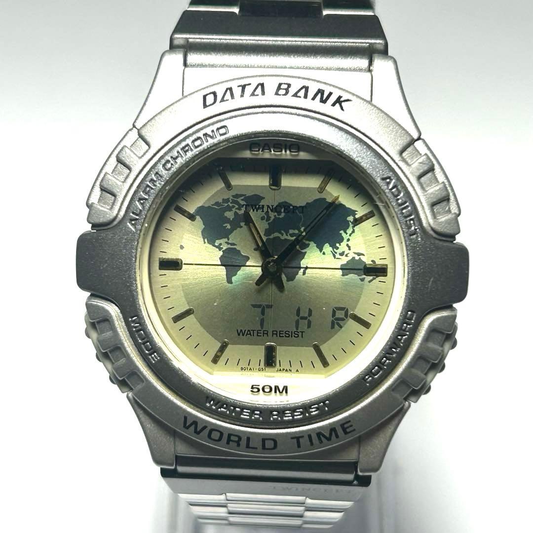 Casio Twincept Data Bank ABX-22 Vintage Analog Digital World Time Watch — Japan Import