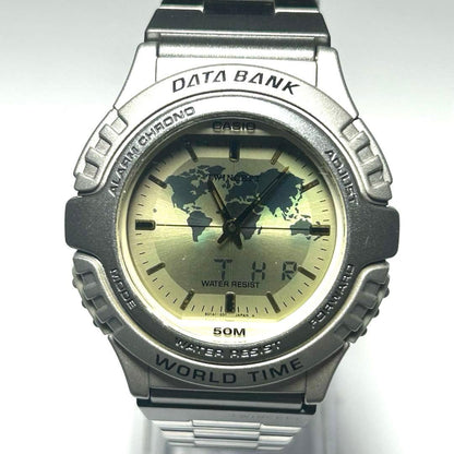 Casio Twincept Data Bank ABX-22 Vintage Analog Digital World Time Watch — Japan Import