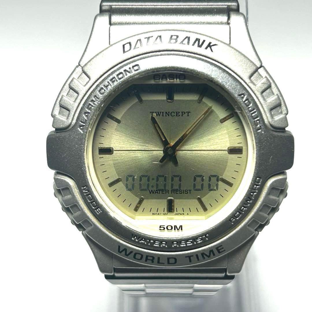 Casio Twincept Data Bank ABX-22 Vintage Analog Digital World Time Watch — Japan Import