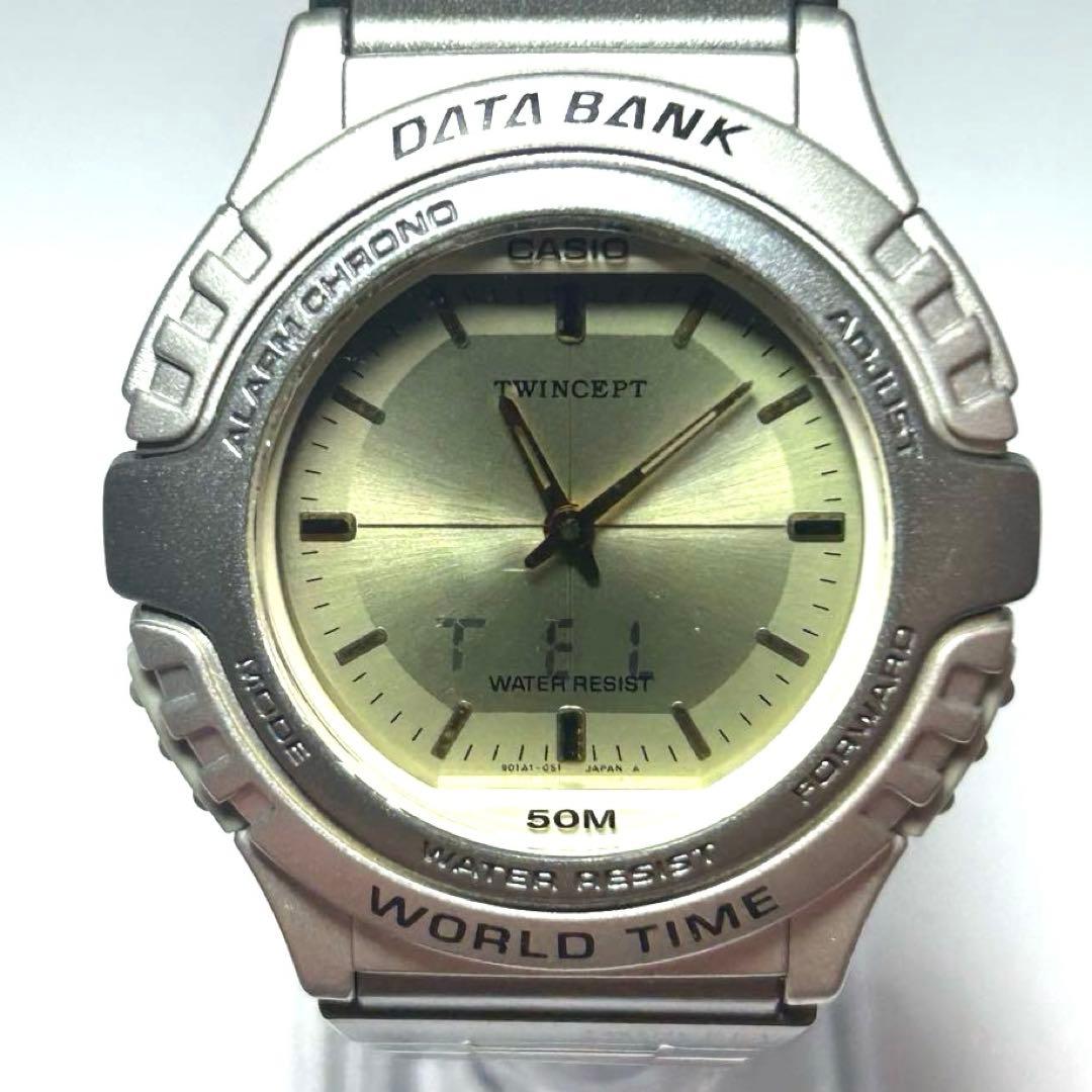 Casio Twincept Data Bank ABX-22 Vintage Analog Digital World Time Watch — Japan Import