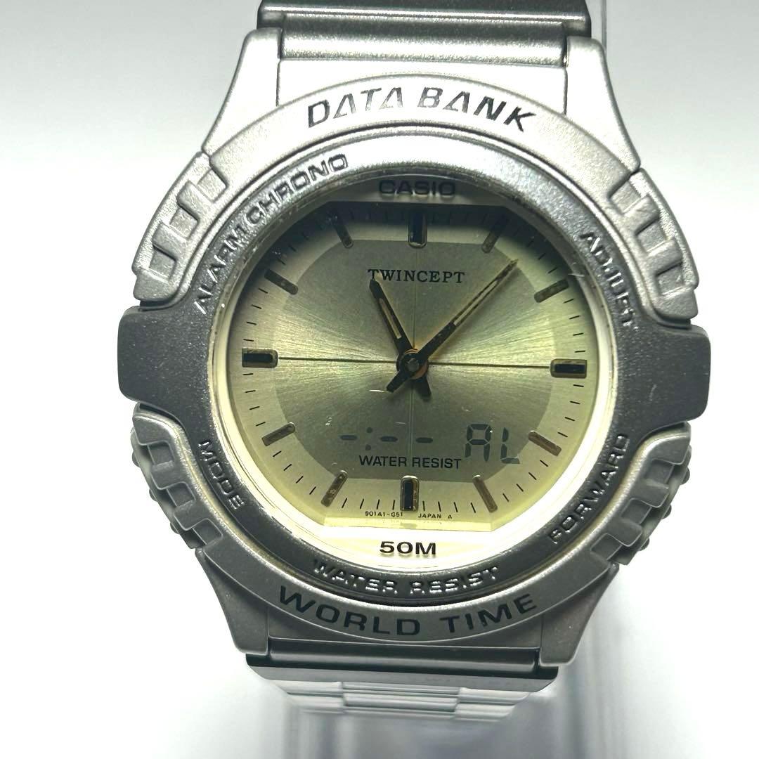 Casio Twincept Data Bank ABX-22 Vintage Analog Digital World Time Watch — Japan Import