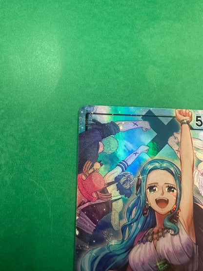 One Piece Nefertari Vivi Leader Card OP04-001 Parallel design from Morokuni series, Slash attribute, 5000 power