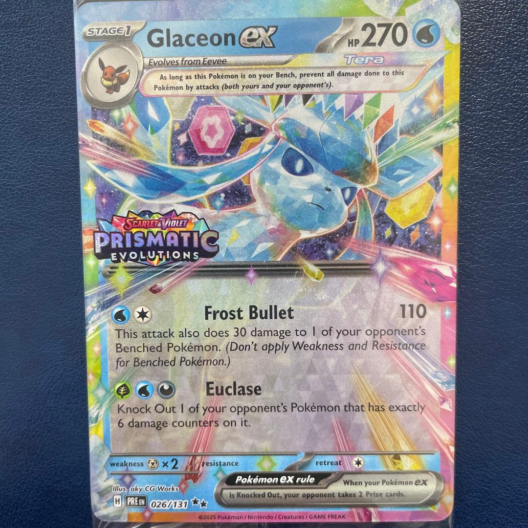 Sealed Pokemon Glaceon Ex Promo Card SV8a from Scarlet & Violet Prismatic Evolutions series