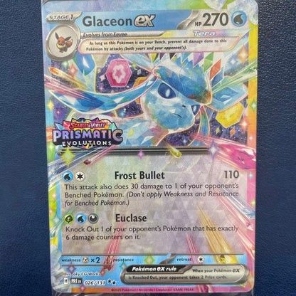 Sealed Pokemon Glaceon Ex Promo Card SV8a from Scarlet & Violet Prismatic Evolutions series