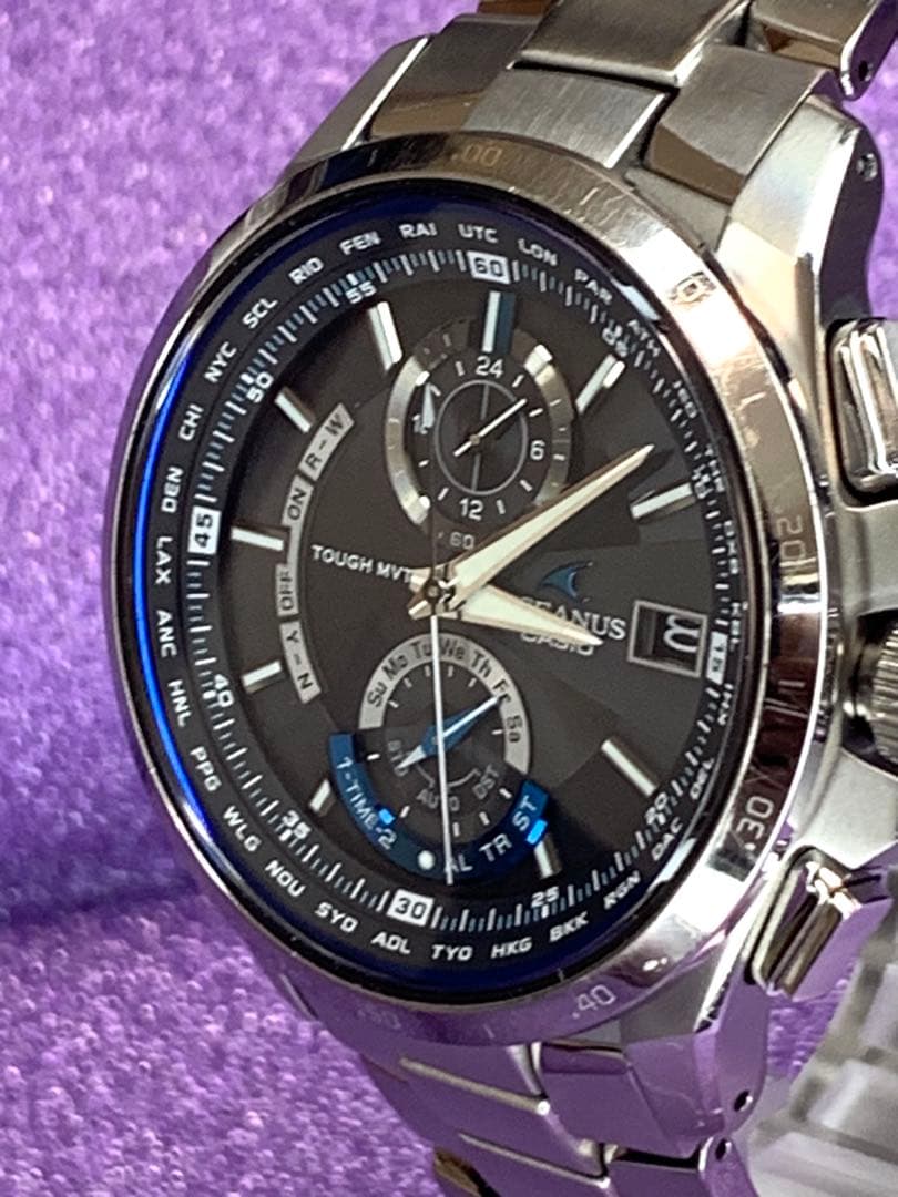 Casio Oceanus OCW-T1000 Titanium Radio Solar Watch Chronograph Black Dial — Japan Import