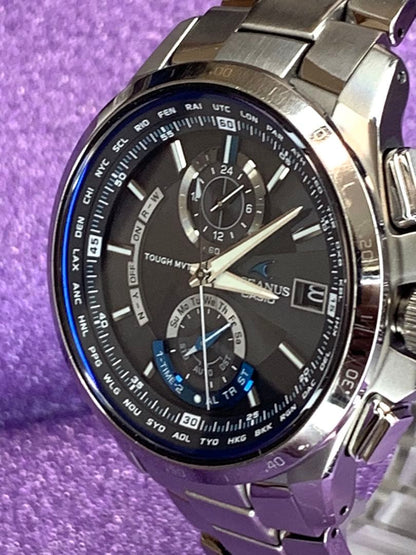 Casio Oceanus OCW-T1000 Titanium Radio Solar Watch Chronograph Black Dial — Japan Import