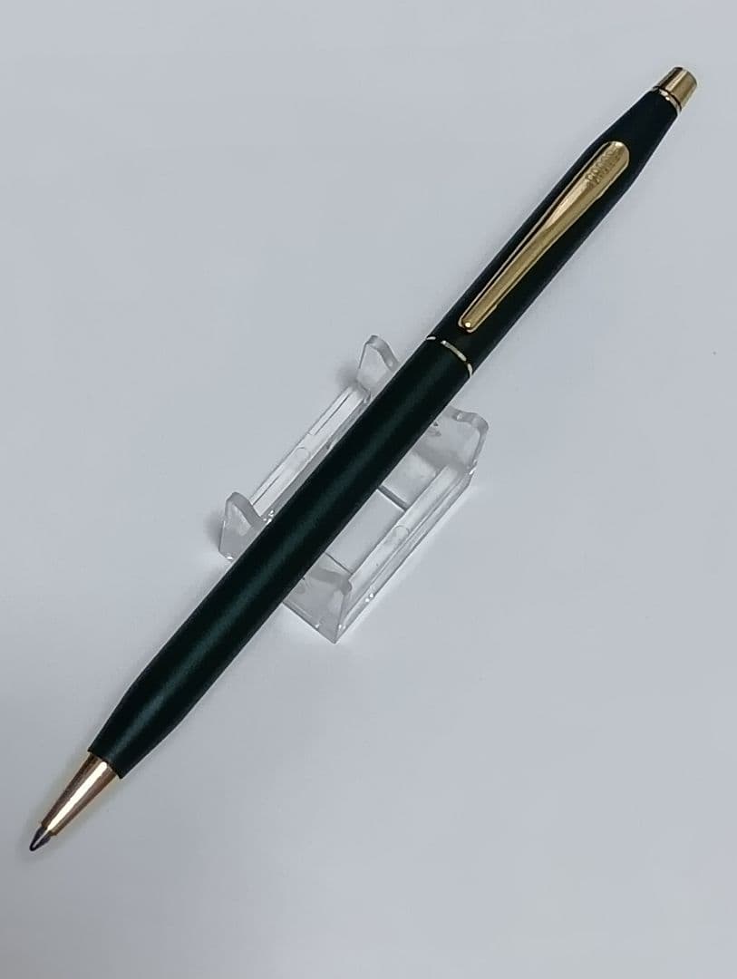 Vintage Cross Classic Century green and gold twist ballpoint pen with minor scratches and gold tarnish