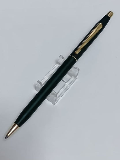 Vintage Cross Classic Century green and gold twist ballpoint pen with minor scratches and gold tarnish