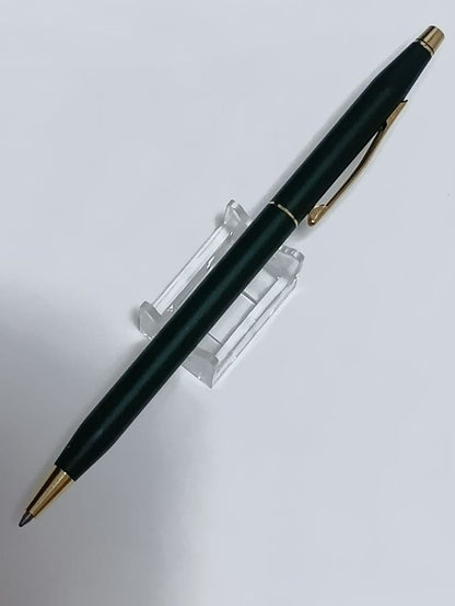 Vintage Cross Classic Century green and gold twist ballpoint pen with minor scratches and gold tarnish