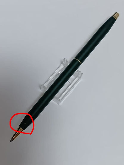 Vintage Cross Classic Century green and gold twist ballpoint pen with minor scratches and gold tarnish
