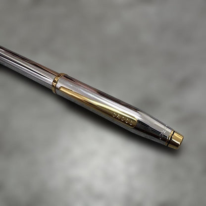 Cross Classic Century Medalist Ballpoint Pen - Silver with Gold Trim, Chrome Plate — Japan Import