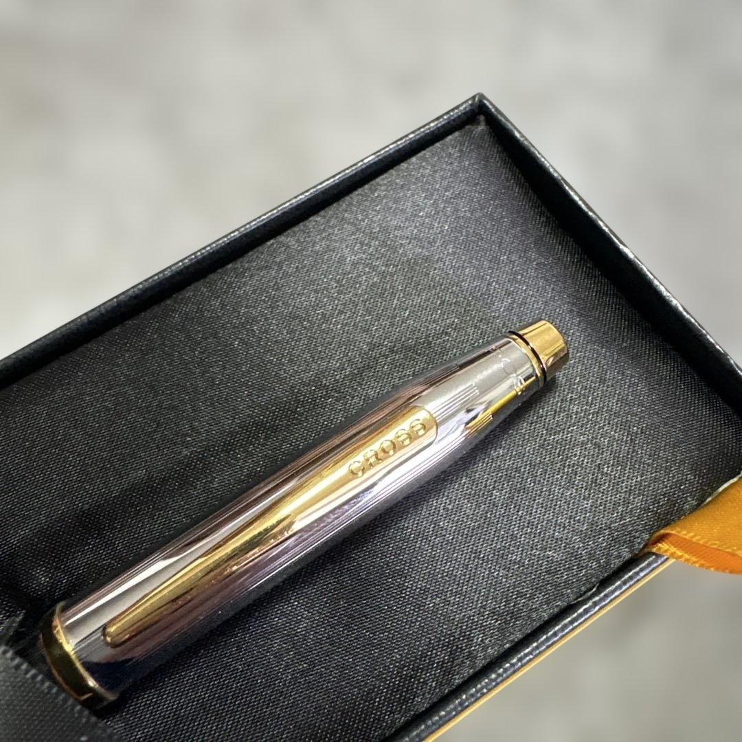 Cross Classic Century Medalist Ballpoint Pen - Silver with Gold Trim, Chrome Plate — Japan Import