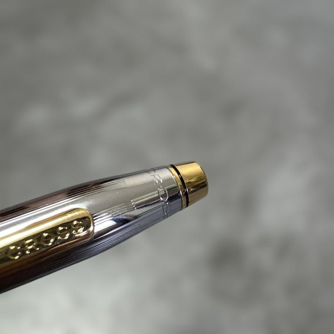 Cross Classic Century Medalist Ballpoint Pen - Silver with Gold Trim, Chrome Plate — Japan Import