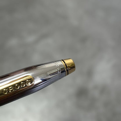 Cross Classic Century Medalist Ballpoint Pen - Silver with Gold Trim, Chrome Plate — Japan Import