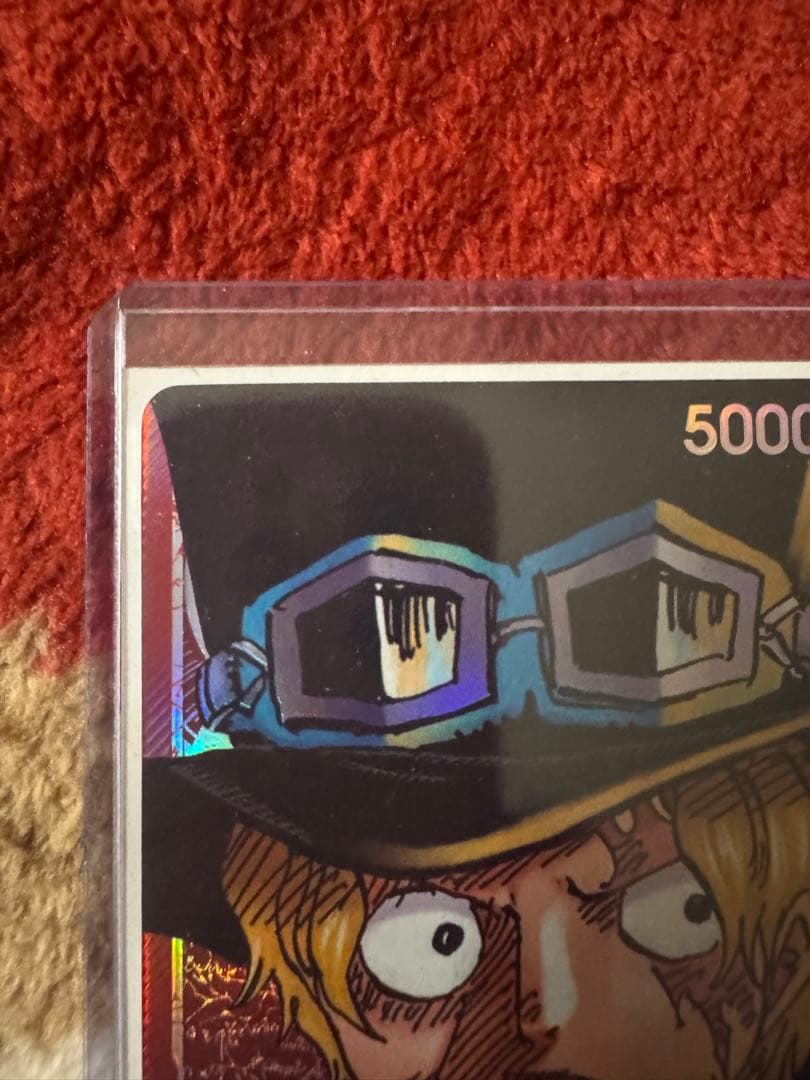 One Piece Monkey D. Luffy OP05 SR Japanese trading card in sleeve showing front side