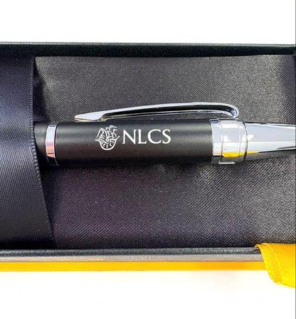 New Cross Twist Ballpoint Pen with NLCS engraving in its original outer box showing slight scuffing