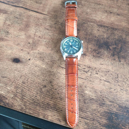 Casio Overland Radio Solar Watch with Green Dial and Leather Band — Japan Import
