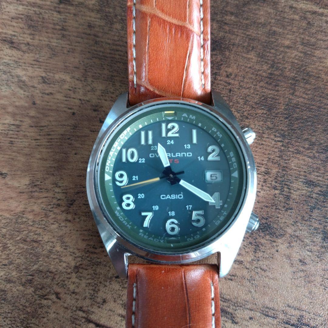 Casio Overland Radio Solar Watch with Green Dial and Leather Band — Japan Import
