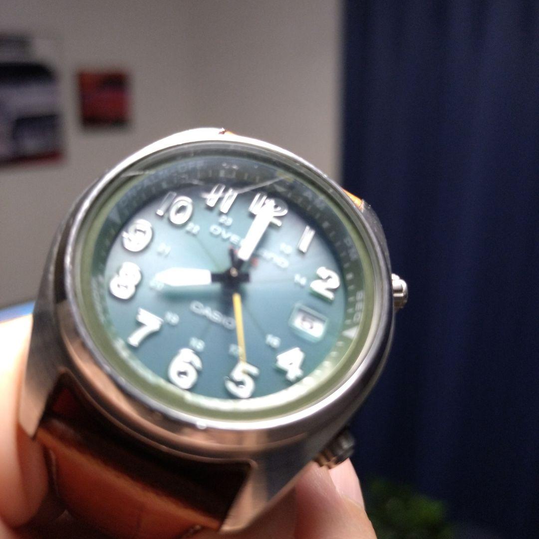 Casio Overland Radio Solar Watch with Green Dial and Leather Band — Japan Import