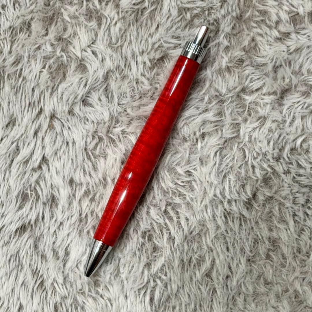 Yamada Wooden Pen with Lacquer Finish in Red Hishihana Authentic Japanese Craftsmanship