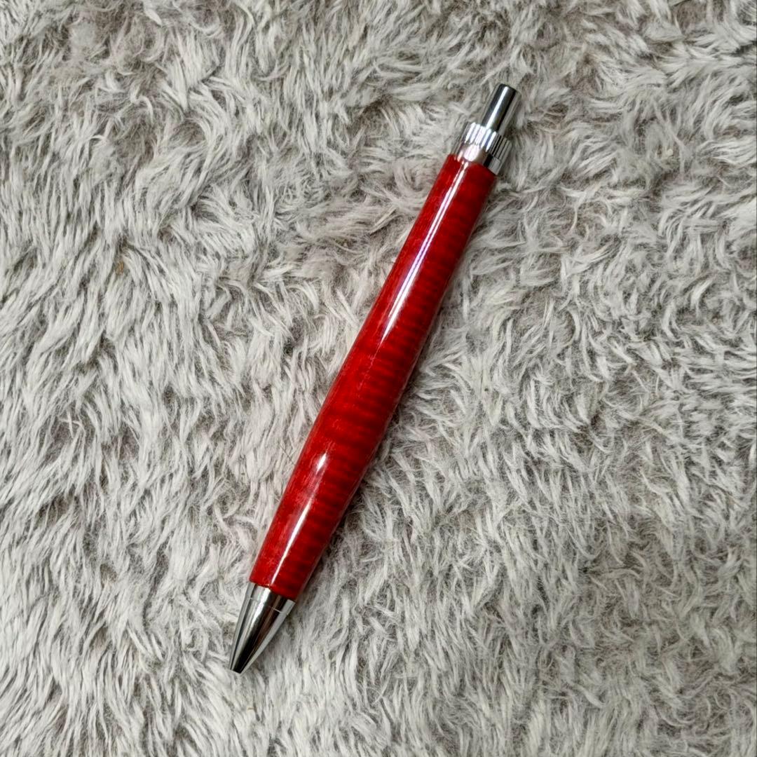 Yamada Wooden Pen with Lacquer Finish in Red Hishihana Authentic Japanese Craftsmanship