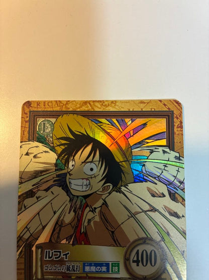 One Piece Card Game Carddass Luffy rare holo card initial release showing front design