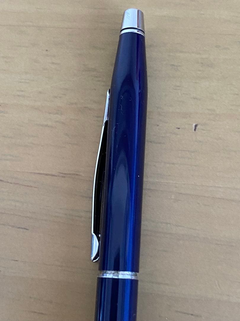 Cross Twist ballpoint pen body with blue finish and silver accents shown from side view