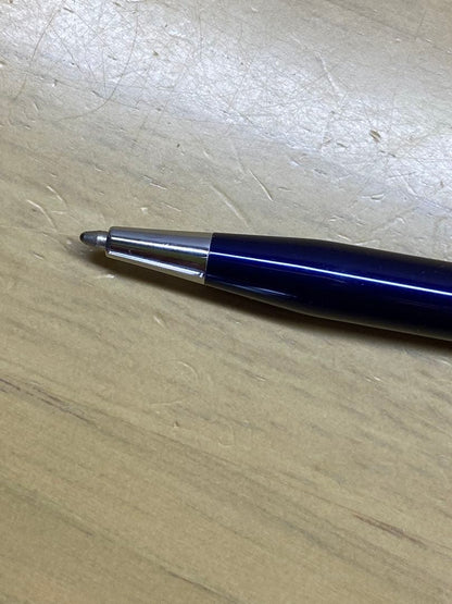 Cross Twist ballpoint pen body with blue finish and silver accents shown from side view