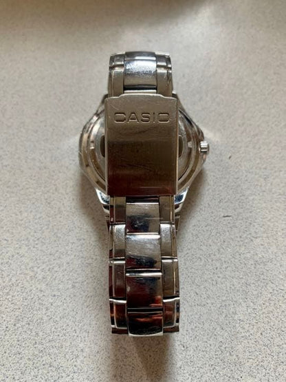 Casio Wristwatch Model MTD-1044 with Black Dial Silver Stainles Steel Band — Japan Import