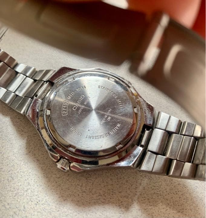 Casio Wristwatch Model MTD-1044 with Black Dial Silver Stainles Steel Band — Japan Import