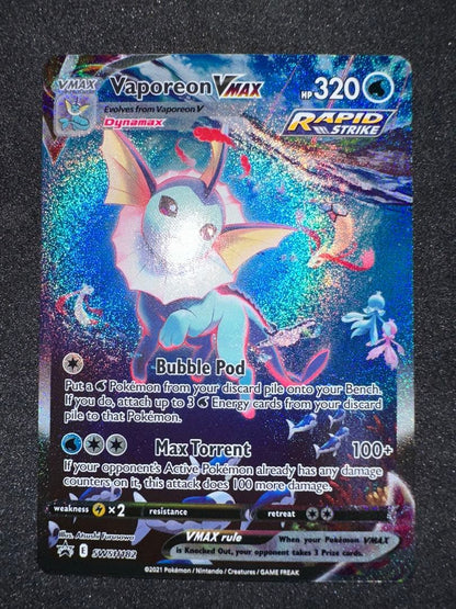 Pokemon Collection North America Vaporeon VMAX promotional card from Sword & Shield series in English