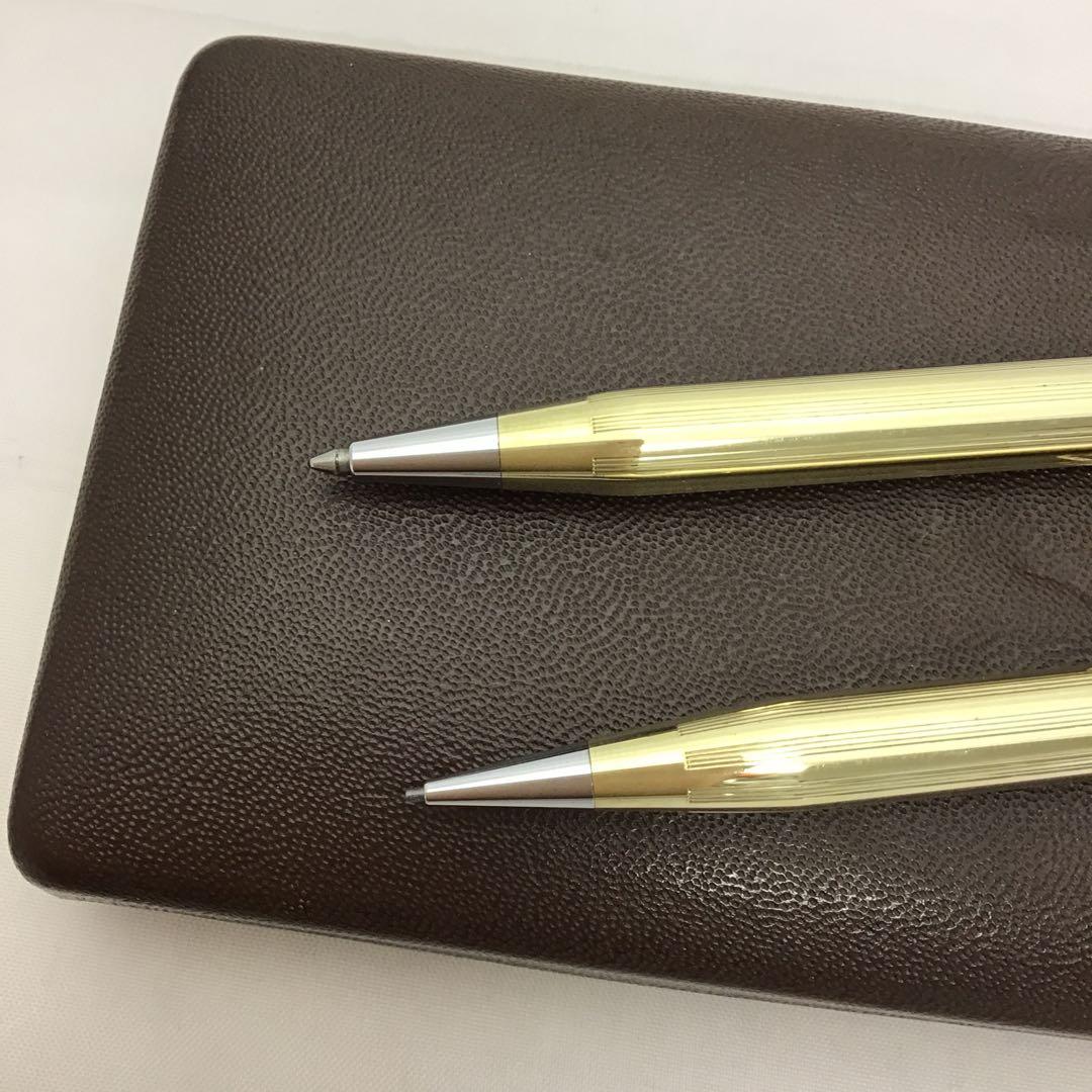 Cross Classic Century 10K Gold Plated Ballpoint Pen and Mechanical Pencil Set - USA Vintage with Case
