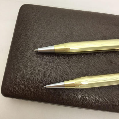 Cross Classic Century 10K Gold Plated Ballpoint Pen and Mechanical Pencil Set - USA Vintage with Case