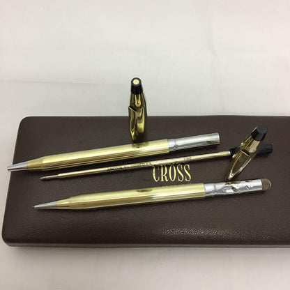 Cross Classic Century 10K Gold Plated Ballpoint Pen and Mechanical Pencil Set - USA Vintage with Case