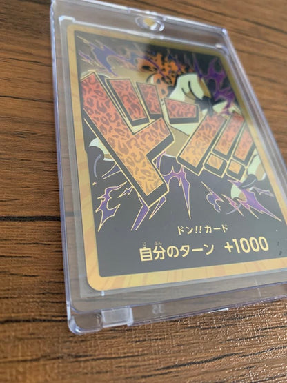 One Piece Card Game Don Super Parallel Rob Lucci SP card PRB-01 from Bandai Namco in protective card loader