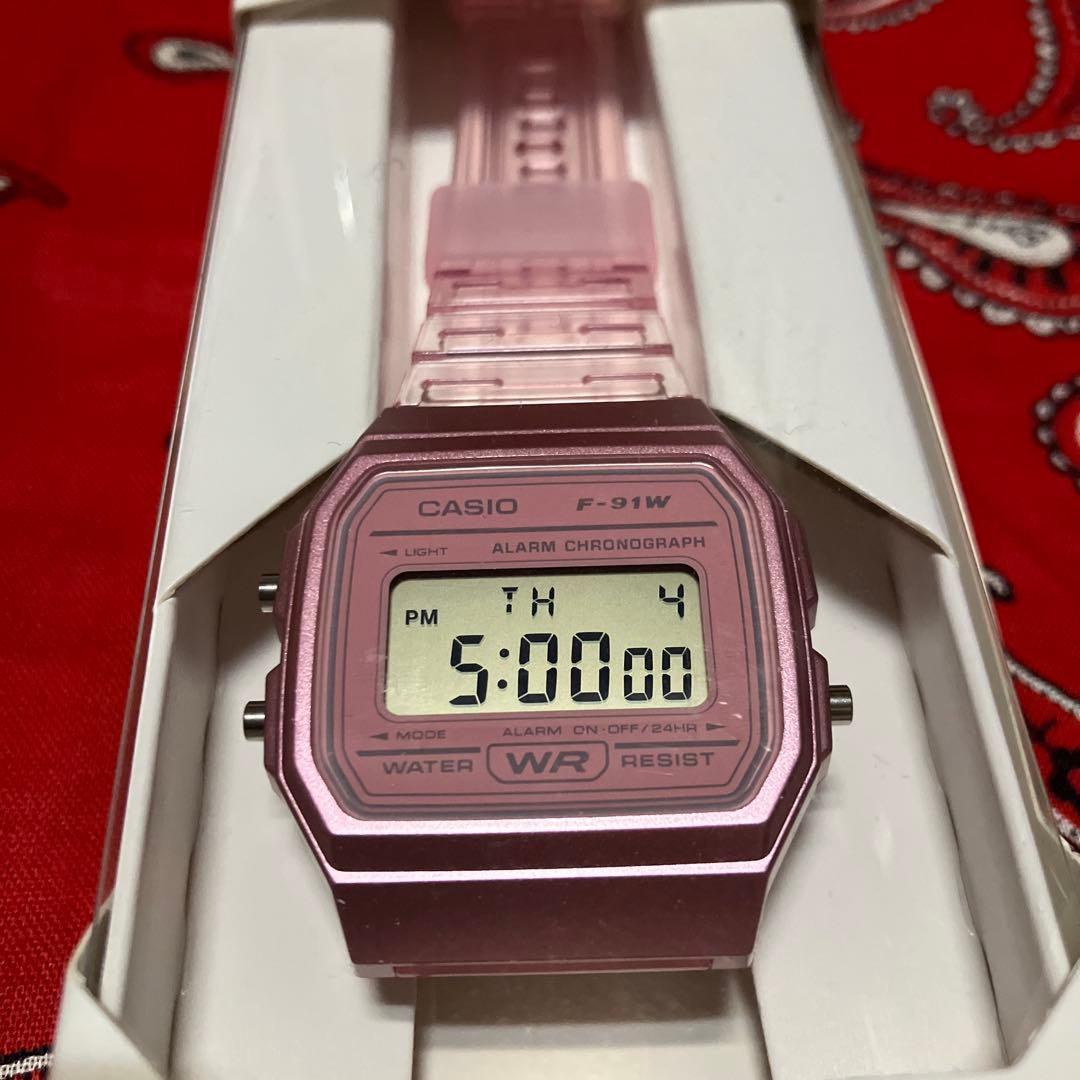Casio F-91W Clear Pink Color Digital Watch — Japan Import