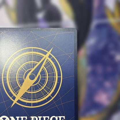 One Piece Monkey D Luffy P-033 collectible card with visible dirt and scratch on white circle area