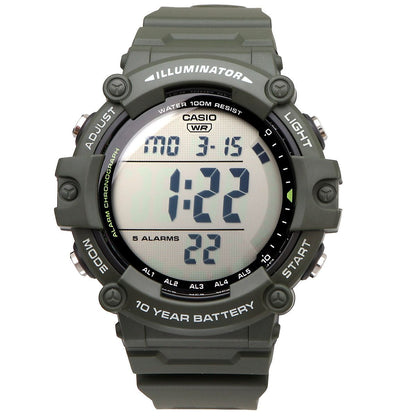 Casio A-1500WHX-3A Digital Resin Watch with Olive Green Band — Japan Import